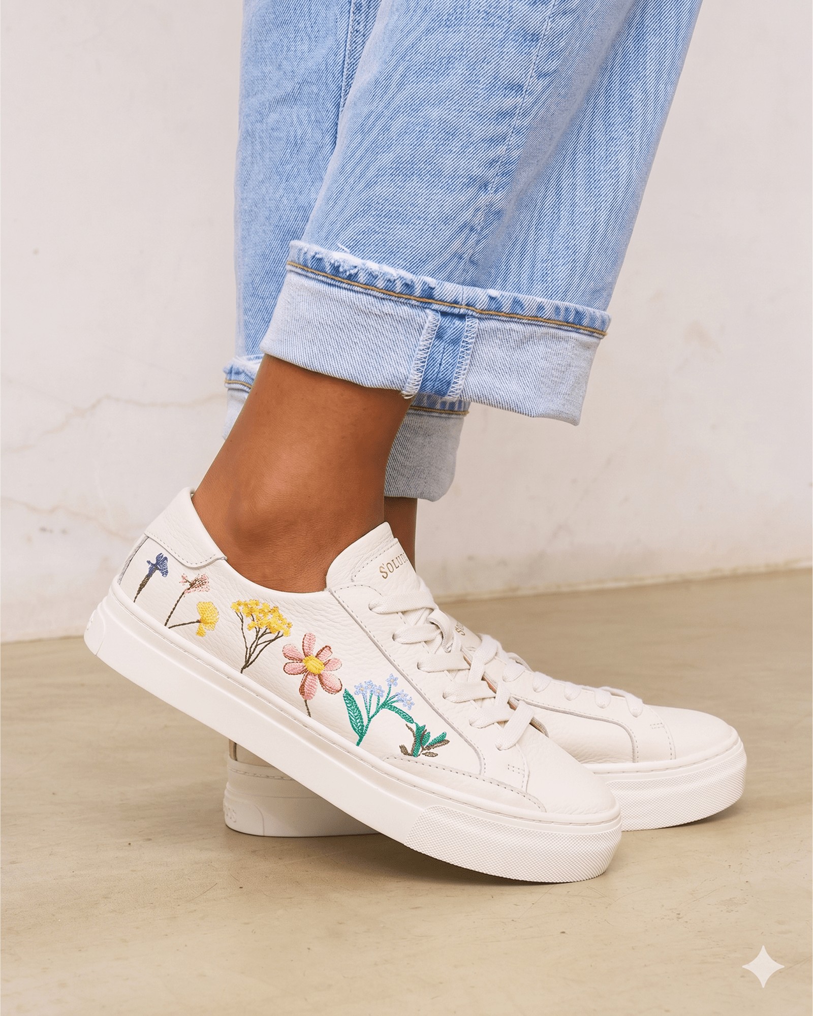 Women's Ibiza Platform Sneaker | Embroidery | Pressed Florals - Oasis White - Womens Espadrilles - Pressed Florals - Oasis White - Soludos - 