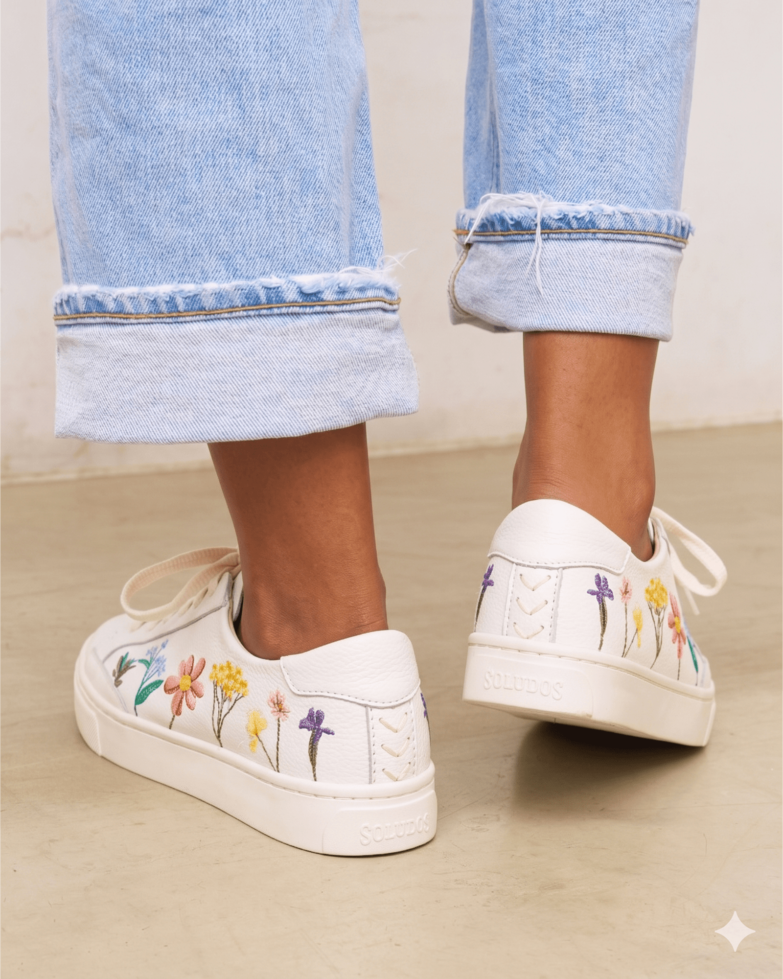 Women's Ibiza Platform Sneaker | Embroidery | Pressed Florals - Oasis White - Womens Espadrilles - Pressed Florals - Oasis White - Soludos - 