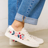Women's Ibiza Classic Sneaker | Embroidery | Floral - Stone White - Women's Sneakers - Stone White - Floral - Soludos - 