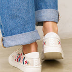 Women's Ibiza Classic Sneaker | Embroidery | Floral - Stone White - Women's Sneakers - Stone White - Floral - Soludos - 