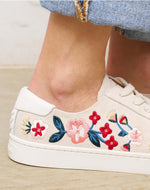 Women's Ibiza Classic Sneaker | Embroidery | Floral - Stone White - Women's Sneakers - Stone White - Floral - Soludos - 
