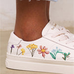 Women's Ibiza Platform Sneaker | Embroidery | Pressed Florals - Oasis White - Womens Espadrilles - Pressed Florals - Oasis White - Soludos - 
