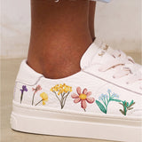 Women's Ibiza Platform Sneaker | Embroidery | Pressed Florals - Oasis White - Womens Espadrilles - Pressed Florals - Oasis White - Soludos - 
