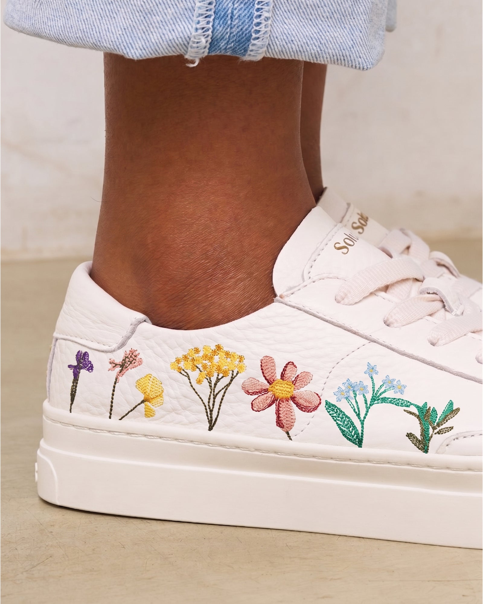 Women's Ibiza Platform Sneaker | Embroidery | Pressed Florals - Oasis White - Womens Espadrilles - Pressed Florals - Oasis White - Soludos - 