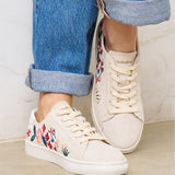 Women's Ibiza Classic Sneaker | Embroidery | Floral - Stone White - Women's Sneakers - Stone White - Floral - Soludos - 