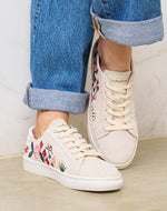 Women's Ibiza Classic Sneaker | Embroidery | Floral - Stone White - Women's Sneakers - Stone White - Floral - Soludos - 