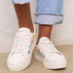 Women's Ibiza Platform Sneaker | Embroidery | Pressed Florals - Oasis White - Womens Espadrilles - Pressed Florals - Oasis White - Soludos - 