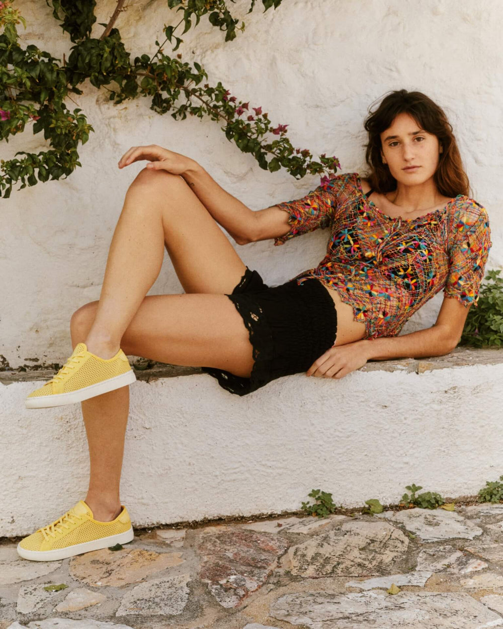 woman wearing yellow shoes