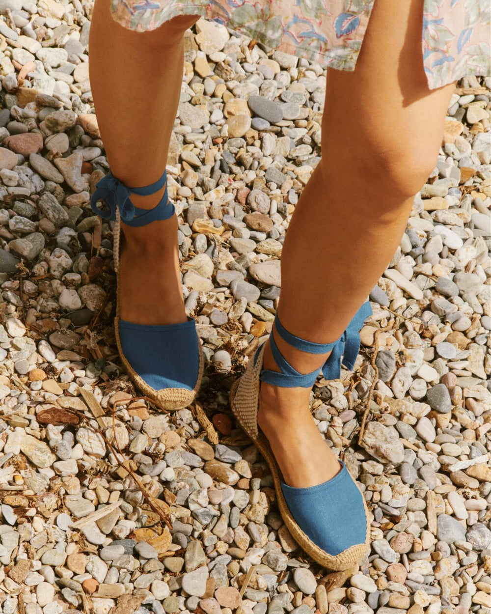 Women walking in blue shoes