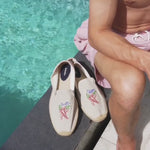 The Smoking Slipper - Embroidery / Just Chillin - Natural Undyed - Men's - Men's Espadrilles - Natural Undyed - ET2C - 