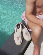 The Smoking Slipper - Embroidery / Just Chillin - Natural Undyed - Men's - Men's Espadrilles - Natural Undyed - ET2C - 