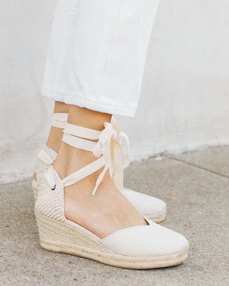 Ivory espadrille wedge sale