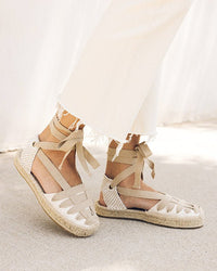 The Luella Lace-Up - Classic - Sand - Women's Espadrilles - Sand - Soludos -